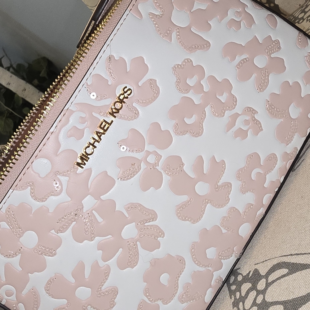 Jet Set Small Sequined Floral Print Crossbody Bag with Case for Apple Airpods